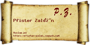 Pfister Zalán névjegykártya